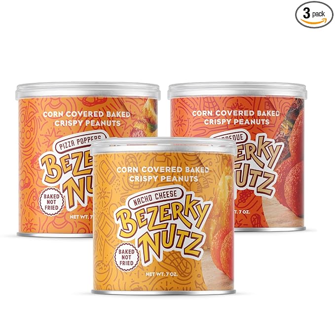 Bezerky Coated Peanuts | Varitey Pack | Corn Coated | Roasted Peanuts | Crunchy Corn Snack | Flavored Kri Kri Nuts | Crispy Snack with Tons of Crunch | Snack Pack | 7oz (Pack of 3)