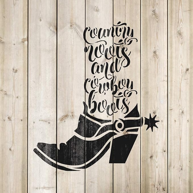 Country Roots Stencil - Shabby Chic Stencil, Easy-to-Use for Stylish DIY Decor Projects, Country Road