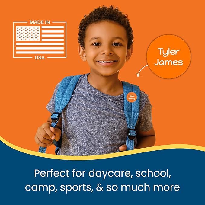 Name Bubbles - Basic Daycare Name Stickers for Kids (102 ct) - Personalized Waterproof Name Labels for School Supplies, Clothing Tags, Baby Bottles, All Ages - Washable Stick-On Labels (Solid Border)