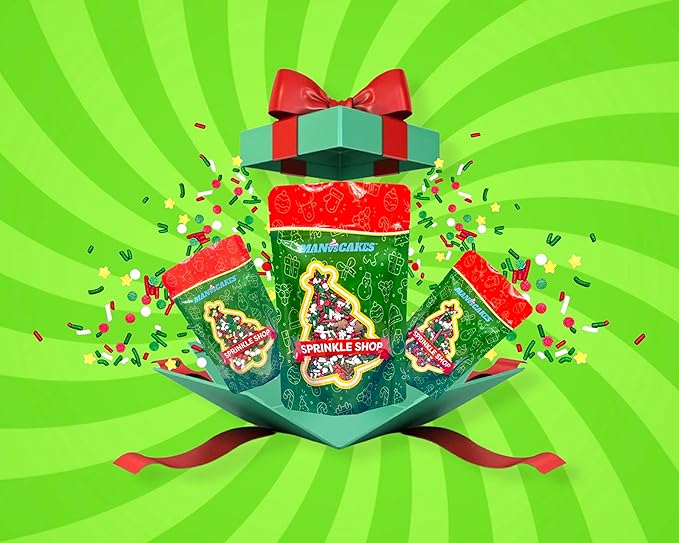 Elfin Around Sprinkle Medley | Christmas Sprinkles | Cookie Sprinkles | Cake Sprinkles | Holiday Sprinkles | Jimmies | Manvscakes | 8 Ounce Bag