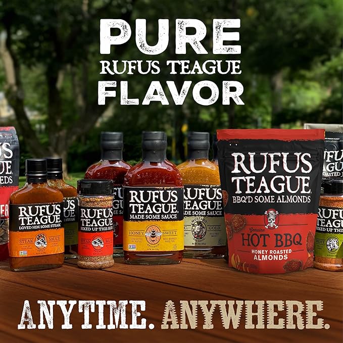Rufus Teague Hot BBQ Honey Roasted Almonds – Sweet, Spicy & Smoky Gourmet Snacks, 9 oz Resealable Pouch for Freshness