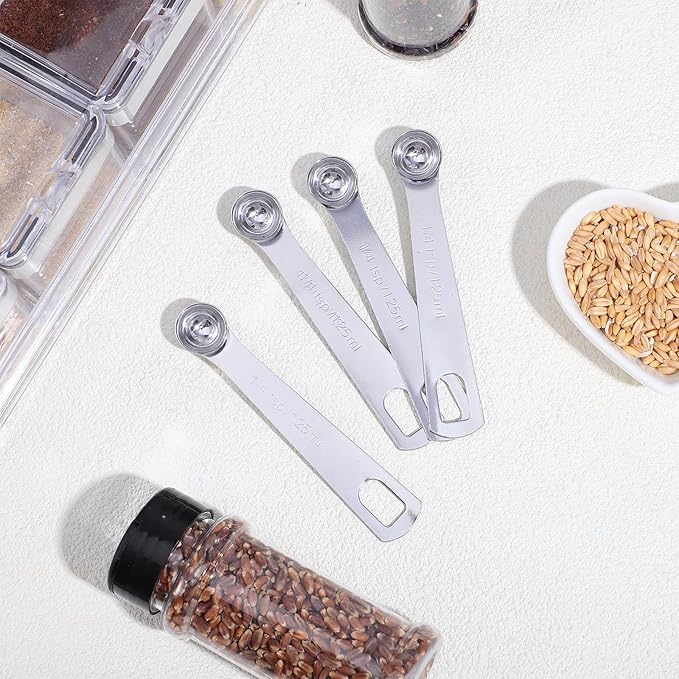 4 Pcs 1/4 Teaspoon Measuring Spoon,1/4 Teaspoon Scoop (1/4 Tsp | 1.25 Ml | 1.25 Cc) Mini Measuring Spoons Stainless Steel Single Measureing Spoon for Kitchen Tea Soup Ingredients