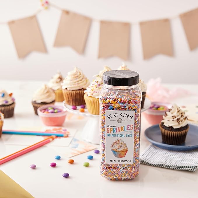 Watkins Rainbow Decorating Sprinkles, No Artificial Dyes, Perfect for Ice Cream and More, 9.3oz