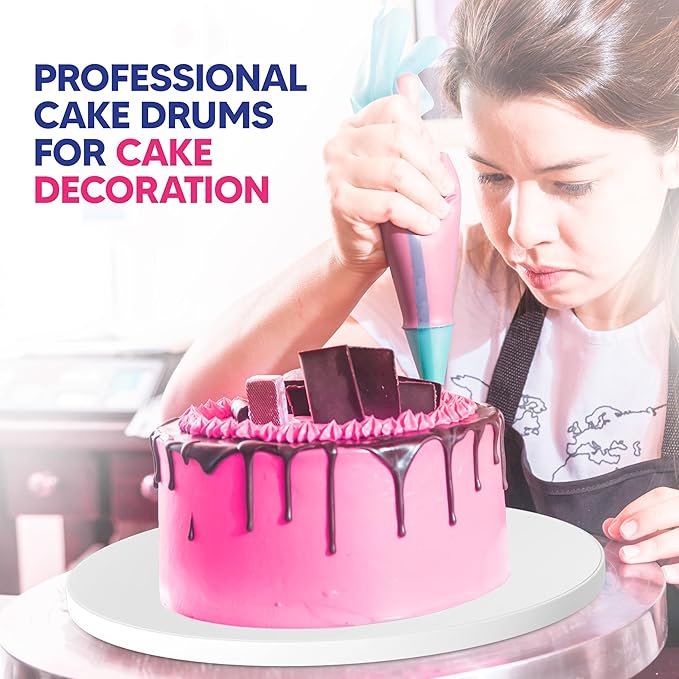 RICCLE 12 Inch Cake Drum Pack of 3 - Smooth-Edged - Sturdy Boards Round - Bend Resistant Multi-Layered Cake Base for Minimalist Displays