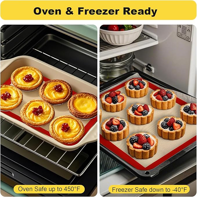 Silicone Baking Mat, 2 Pac 16.5"L x 11.6"W Silicone Cookie Sheets Reusable Baking Mat - Non-Stick Food Safe Dark Gray Oven Baking Sheet for Making Cookies, Macaroons, Bread