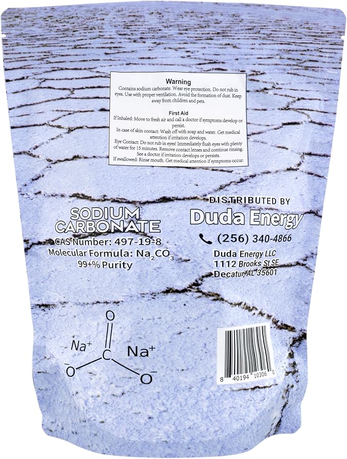 Duda Energy 5 lb Bag of Pure Sodium Carbonate Dense Soda Ash Na2CO3 pH Adjust Chemical Spa Pool Cleaning Dishwasher White