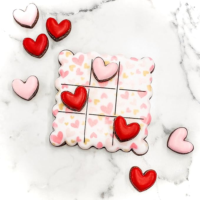Cookie Cutter and Stencil Set Bundle Kit PYO Cookies Paint Your Own Diy Bakery Fondant Sugar Happy Birthday Wedding Baby Candle Kids Painting Coloring Pages Comb (Tic-tac-toe)