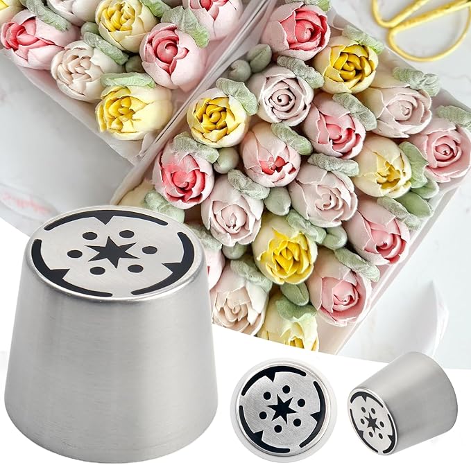 Extra Large Russian Piping Tips for Marshmallows Stainless Steel Flower Frosting Nozzles many styles Cake Decorating Baking tool for Buttercream, Cupcakes Cookies(SL82)