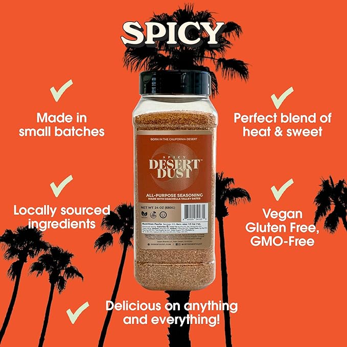 Desert Dust Spicy – All-Purpose Chiltepin Pepper Seasoning with Organic Date Sugar | Bold Medium-Hot Heat for Steak, Chicken, Seafood, Vegetables & More | Low-Glycemic, Gluten-Free | 5oz