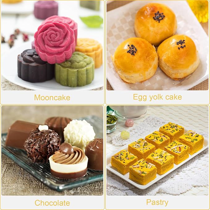 UPKOCH 50pcs Plastic Mini Cake Box, Square Moon cake Dome Cake Boxes, Golden Christmas Festival Wedding Birthday Packing Box, Size S, 2.16x1.85x1.57 inches