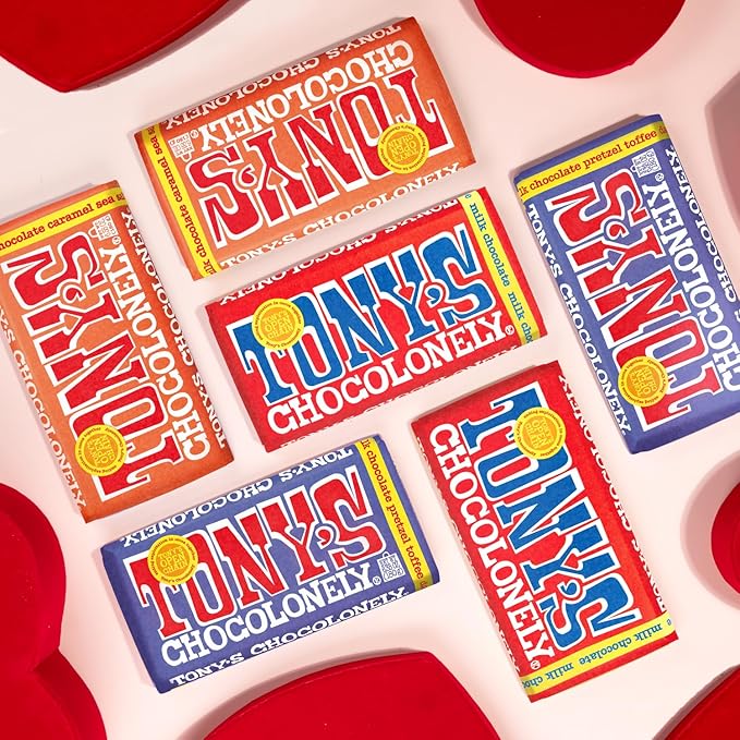 Tony's Chocolonely - Top 3 Milk Chocolate Bundle - Belgium Chocolate Halloween Candy Bar, No Artificial Flavoring, Fairtrade & B Corp Certified - 6.35 Oz, 6 Bars