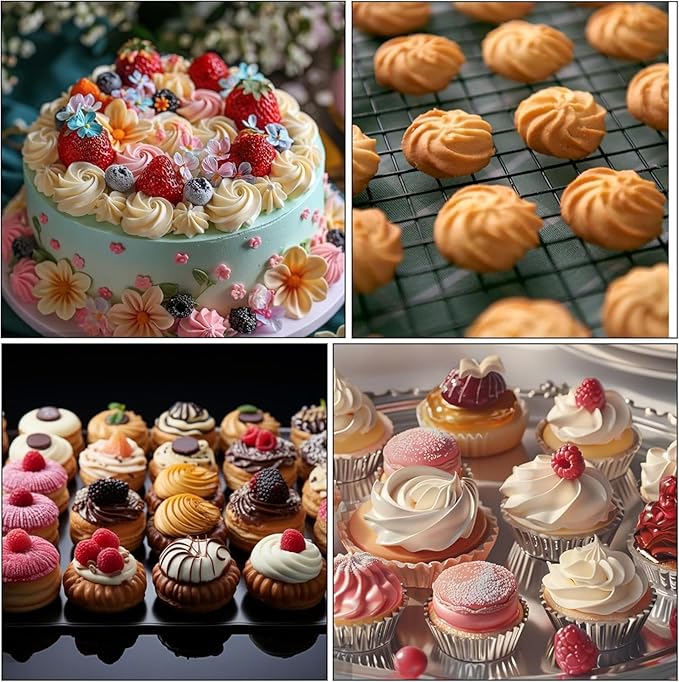 5Pcs Large Piping Tips Set Food Grade Stainless Steel Cake Decorating Tips Frosting Piping Kit for Cupcakes Cake Pastries Cookie Decorating Supplies Baking Set Tools (1A 1E 1C 9FT 356)