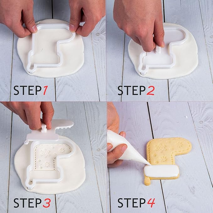 Flycalf Christmas Cookie Cutters Dachshund Shapes with 3D Stamper Fall Holiday PLA Baking Accessories Cutter Molds Gifts for Kids Decorative Party 3" Kitchen Cake Supplies