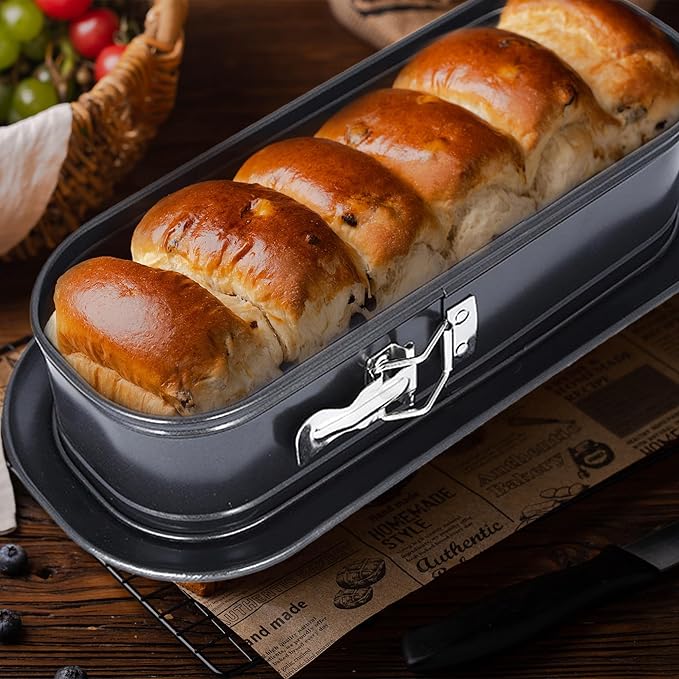Square Springform Cake Baking Pans: Non-stick Cheesecake/Tiramisu Pan with Removable Bottom, Quick Release Latch Bakeware Leakproof Bread Loaf Pan, 12.4" x 4.92" x 3.35"