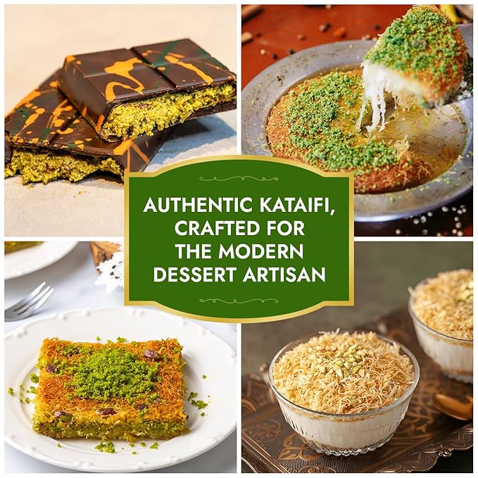 Dolce Calma Bulk Dried Kataifi Dough 22 lb Large Pack | Kadayif for Dubai Chocolate Bar, Kunafa & Baklava Desserts | Shredded Fillo for Bakery & Catering Use