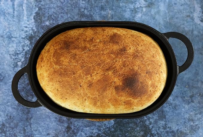 Crucible Cookware Cast Iron Bread Pan with Lid (Pre-Seasoned) with Loop Handles – Oven Safe Form for Baking and Cooking, Artisan Bread Kit - Loaf Pan
