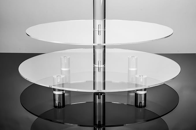 Jusalpha® 6 Tier Round Acrylic Cupcake Stand-cake stand-dessert stand, cupcake Tower 6RFs (6 Tier With Base) (6RF-S)