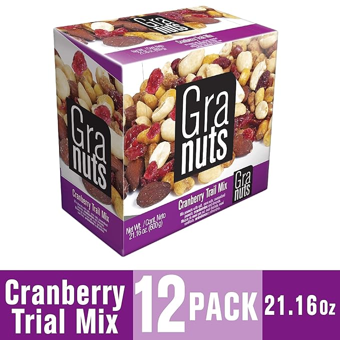 Granuts Cranberry Trail Mix | Caramelized Peanuts | Crunchy Corn Nuts + Almonds | Soft Cranberries | Salty + Sweet Flavors | On-the-Go Snack | 4 Packs of 1.76 Oz (48 Inner Packs)