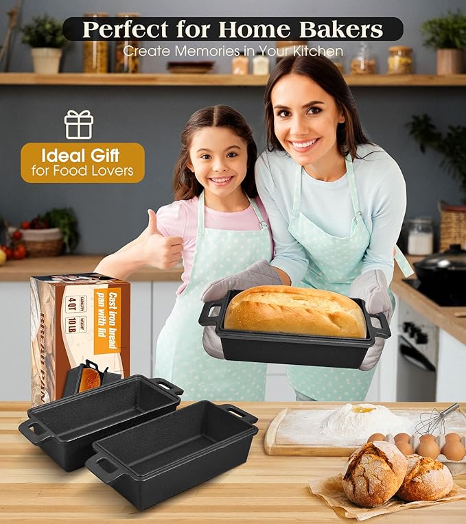Cast Iron Loaf Pan With Lid, 9×5 in – 2‑in‑1 Heavy‑Duty & Oven‑Safe Loaf Pan for Sourdough & Homemade Bread
