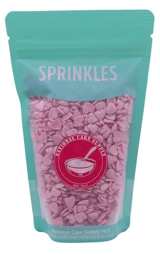 NCS Pearl Pink Heart Edible Sprinkles, 8 ounces