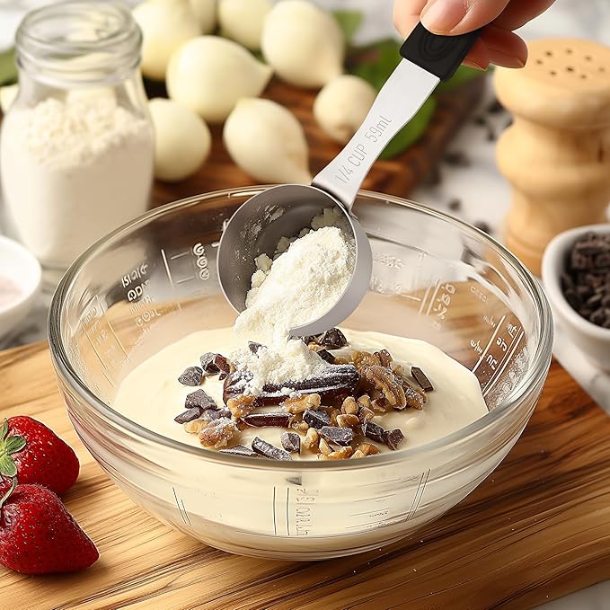 Magnetic Measuring Cups, 1 Cup Stainless Steel Measuring Cup, Dog Food Scoop for Wet & Dry Ingredients, Long Handle, Dishwasher Safe