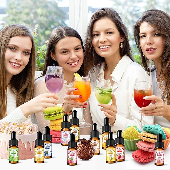 Food Flavoring Oil - Candy Flavoring for Candy Making 18 x 0.35 Fl Oz Extracts and Flavorings for Baking Lip Gloss Flavoring Oil - with Glass Dropper