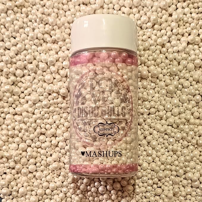 Confect Love White Pearl Disco Ball Sprinkles Mix – Edible Confectionery Sprinkles for Cake, Cupcake & Dessert Decorating | Vegan, Gluten-Free, Soy-Free, Dairy-Free, Palm Oil-Free – 4.2 Oz
