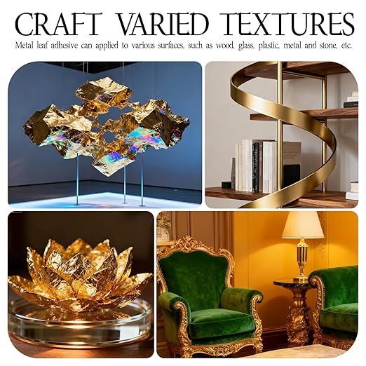Gold Leaf Adhesive,100ml /3.52oz Water-Based Gold Leaf Glue & 100ml /3.52oz Protective Varnish with 2 Brushes - Ideal for Craft, Painting, Arts, DIY Projects