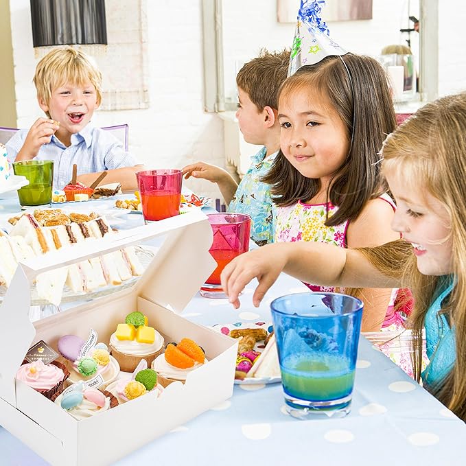 6 Pack Cupcake Boxes with Inserts 6 Holders, White Standard Bakery Boxes with Window Food Grade Cupcake Containers 6 Count for Muffins