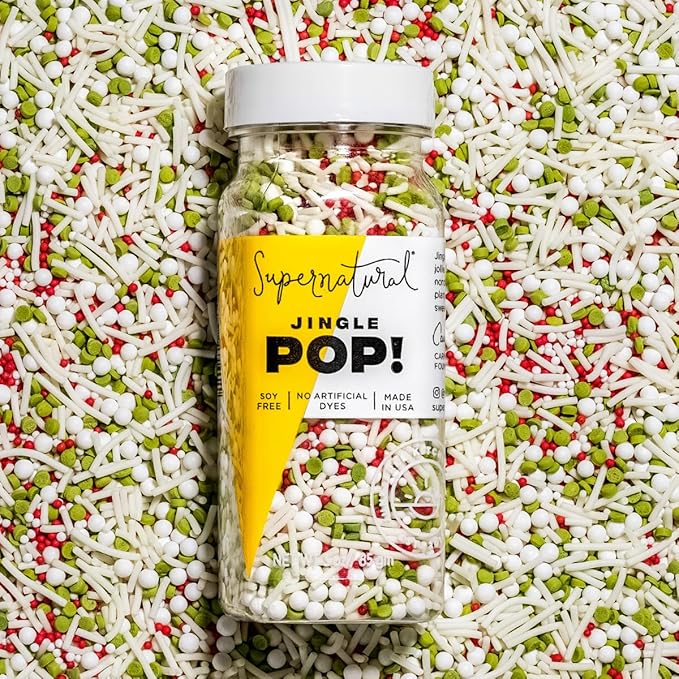 Jingle Pop! Natural Nonpareil Christmas Sprinkles by Supernatural, No Artificial Dyes, Soy Free, Gluten Free, Vegan, 3oz