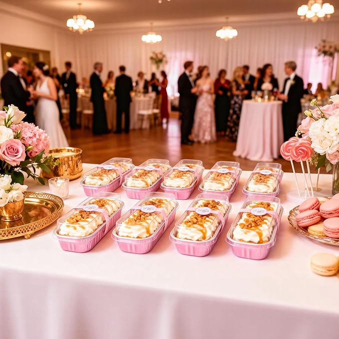 100 Pack Mini Cake Pans with Lids and Spoons Rectangular Aluminum Foil Baking Pans Mini Cheesecake Containers(6.8oz)