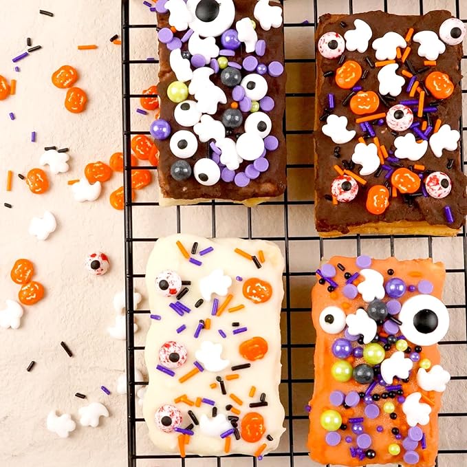 Halloween Sprinkles for Cake Decorating, Edible Candy Eyeballs, Pumpkin Sugar Sprinkles Mix, 160g/5.64oz, Perfect for Cake Decoration, Cupcake Decorations Cookies Toppings