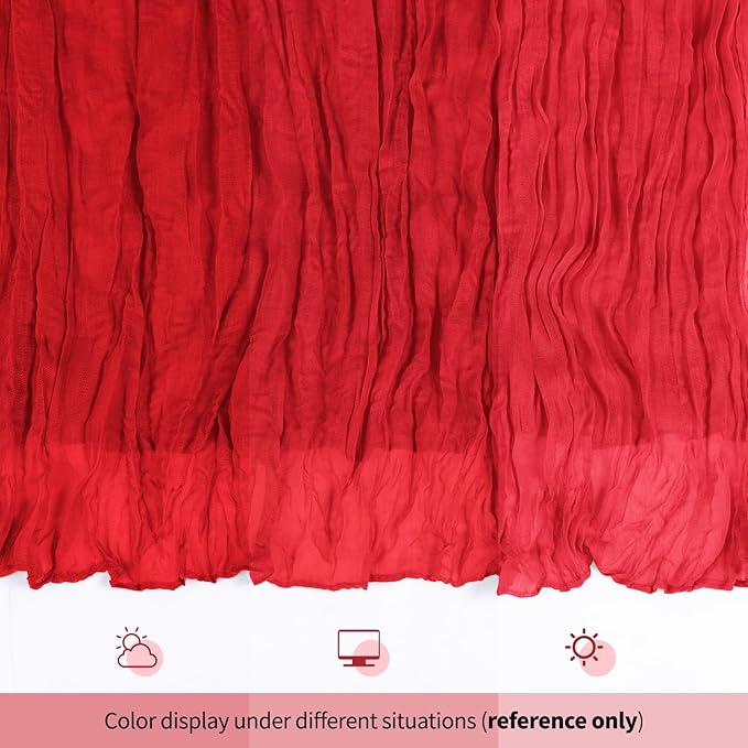 6 Pack Red Cheesecloth Table Runner 17x108 Inch Semi Sheer Boho Gauze Cheese Cloth Fabric Table Runners, for Wedding Party Baby Shower Birthday Home Decor Garden Farmhouse