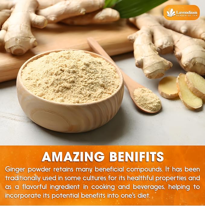 Lavendium, Premium 25oz (1.56 lbs) Ginger Powder β Ground Ginger Root β Pure, No Additives β Ideal for Cooking, Baking, Smoothies, and Spice Blends. No Sugar, No Caffeine, No Gluten, Vegan