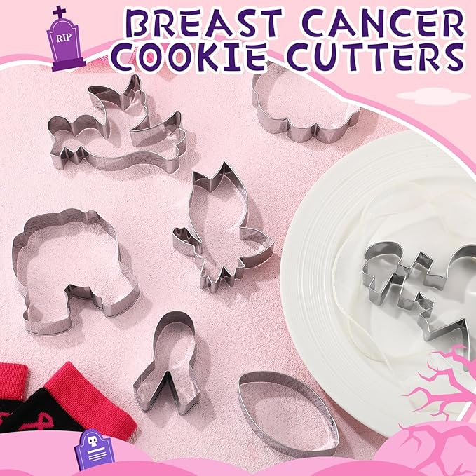 9 Pcs Thanksgiving Stainless Steel Cookie Cutter Bulk Pumpkin Butterfly Ribbon Dove Boxing Glove Reusable Cookie Cutters for DIY Baking Baby Shower Team Breast Cancer Awareness Campaigns
