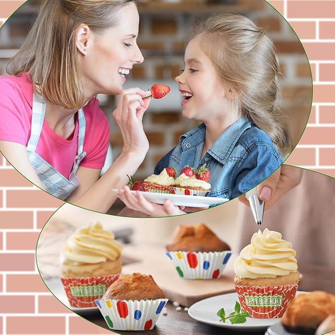 Vesici 900 Counts Birthday Party Decorations Cartoon Birthday Cupcake Liners Cartoon Theme Paper Cupcake Wrappers Holders for Disposable Cup Bulk for Baby Shower Baking Party Supplies