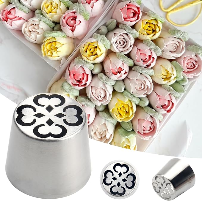 Extra Large Russian Piping Tips for Marshmallows Stainless Steel Flower Frosting Nozzles many styles Cake Decorating Baking tool for Buttercream, Cupcakes Cookies(SL52)