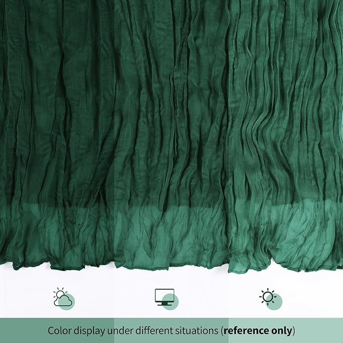 6 Pack Emerald Green Cheesecloth Table Runner 17x108 Inch Semi Sheer Boho Gauze Cheese Cloth Fabric Table Runners, for Wedding Party Baby Shower Birthday Home Decor Garden Farmhouse