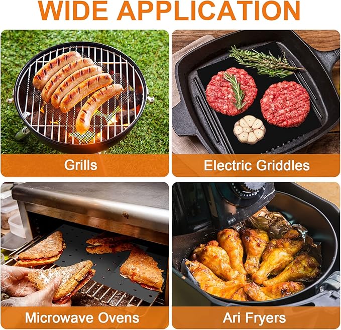 6 Pack Reusable Liners for Toaster Oven Non Stick Fryer Mat Air Fryer Oven Liners Easy Clean Toaster Mat Compatible with Cuisinart, Ninja, Kalorik Microwave(9 x 11 Inch)