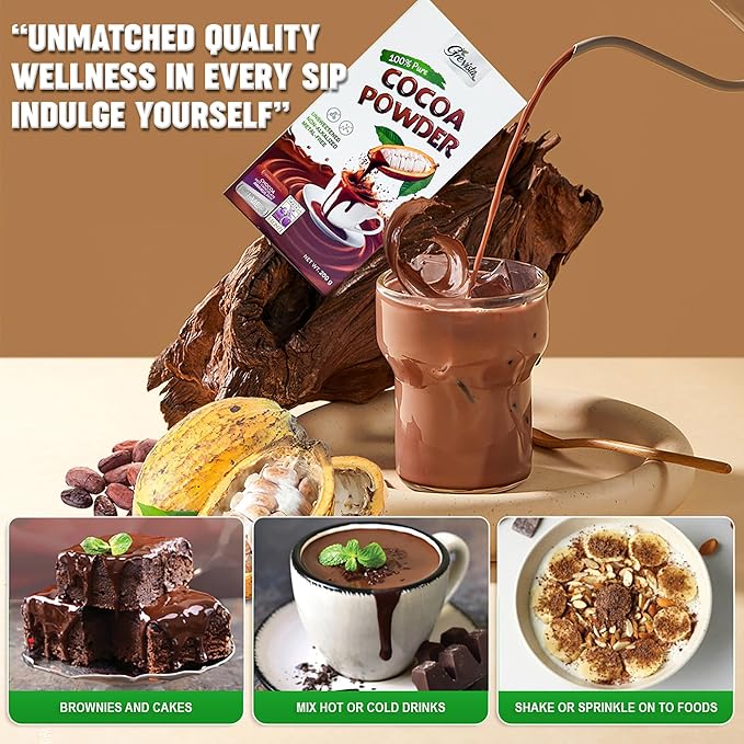 100% Pure Cocoa Powder – Cocoa Rich Flavor From Trinitario Cacao Beans, Natural, Non-Alkalized, Unsweetened – Rich in Antioxidants for Energy, Mood & Heart Health – Keto & Vegan Superfood – Great for Smoothies, Baking, Chocolate (500 Gr)