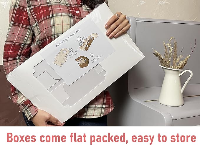 10x10x5 Bulk 25 Pcs Cake Boxes 10 Inch with Window Clear Bakery Dessert Box Square White Large Disposable Pie Boxes Package for Bake Goods Paper Pastry Packaging Donut Delivery Box (80 Pcs Stickers)
