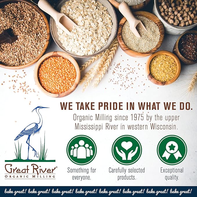 Great River Organic Milling Organic Spelt Flour | Whole Grain Ancient Wheat Flour | USDA Organic, Non-GMO, Kosher | High Fiber, Mild Flavor | Ideal for Baking Breads, Muffins & More | 25 Lb (Pack of 1)