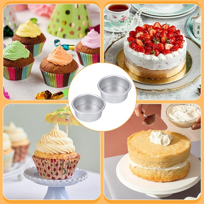 12 Pcs Round Cake Pans with Removable Bottom, 4 Inch Aluminum Cheesecake Baking Mold Non Stick Leakproof Mini Cakes Tins Trays Bakeware for Dessert Pizzas Quiches Birthday Party Anniversary