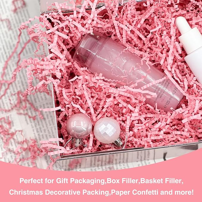 2LB Crinkle Paper Shred Filler for Gift Box Bag and Basket On Mother's Day(Pink)