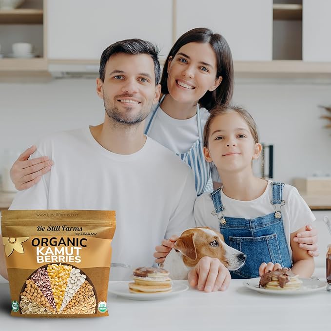 Be Still Farms Organic Kamut Wheat Berries Khorasan (4.8lb) - Ancient Whole Grain Bulk - Ideal for Flour, Pasta, Salads, Soups - High in Fiber & Protein | USA Grown | USDA Certified | Vegan | Non-GMO