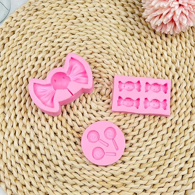 Lollipop Fondant Molds 3 Pcs, Candy Shape Cake Decorating Molds for Baking Cupcake Toppers, Chocolate, Sugar Crafting, Marzipan, Year Rounds, Cookies, Modeling Clay, Resin Crafts, Plaster