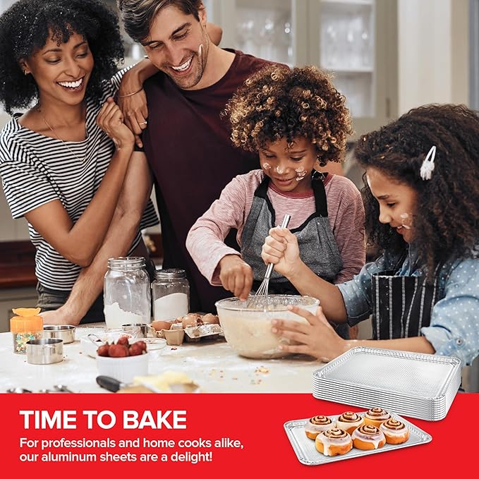 Stock Your Home Aluminum Pans Cookie Sheet Baking Pans (15 Pack) Disposable Foil Trays - Reusable and Durable Nonstick Baking Sheets – Disposable Cookie Pans
