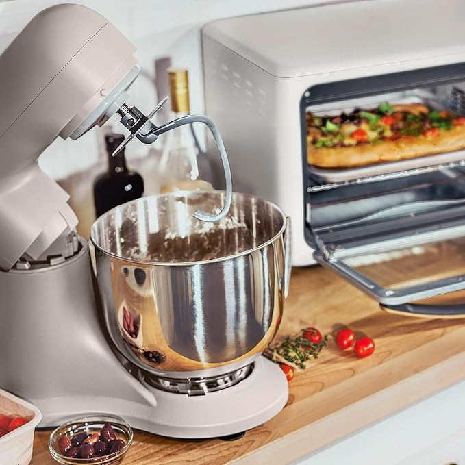 Beautiful 5.3 QT Stand Mixer w/Tilt-Head Design, Stainless Bowl, 300-Watt Power, 12-Speed Control, Includes Beater, Dough Hook, Whisk, Splash Shield (Porcini Taupe)