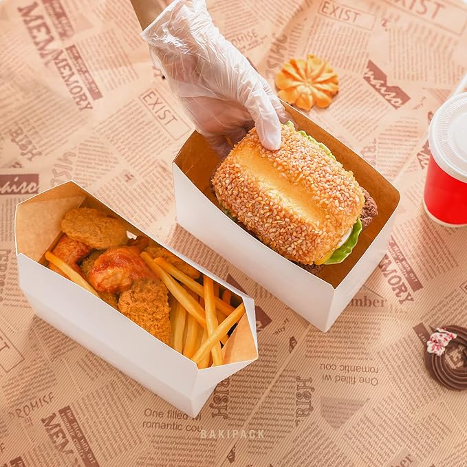 12 Take Out Food Containers, 9x6x3.5 Inches White Cardboard Lunch Boxes, Catering Boxes, Paper Food To Go Boxes