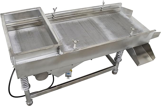 TECHTONGDA Straight Vibrating Sieve Screen Shaker Electric Linear Sifter Machine Stainless Steel One Layer One Motor 3mm Screen Size 11.8×29.5inch 110V